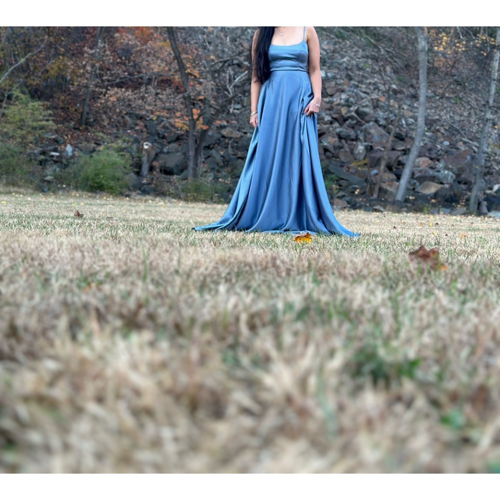 This dress been worn once, it’s dry cleaned and no stains  Message me for pics